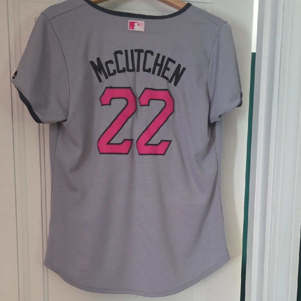 Pittsburgh PIRATES Majestic Gray and Pink Baseball Jersey McCutchen